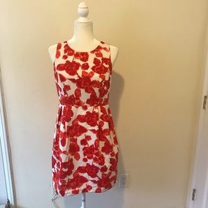 Eliza J Floral Fit & Flare dress burnt orange 6P